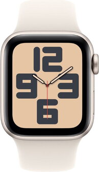 Apple Watch SE (2024) 44mm (GPS Only) Aluminium Case Starlight Gold Sport Band Gold - 1