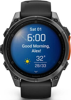 Garmin Fenix 8 AMOLED 47mm Slate Grey case with Silicone Band Μαύρο - 1