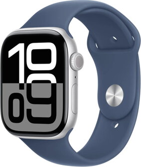 Apple Watch Series 10 46mm (GPS + Cellular) Aluminium Case Silver with Sport Band Denim Blu - 2