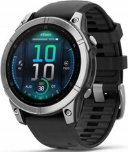 Garmin Fenix E Stainless Steel Silver Case with Silicone Band Negro