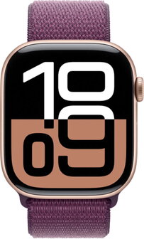 Apple Watch Series 10 46mm (GPS + Cellular) Case Rose Gold with Sport Loop Plum Lilla - 1