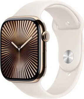 Apple Watch Series 10 46mm (GPS + Cellular) Titanium Gold Case with Sport band Starlight Guld - 2