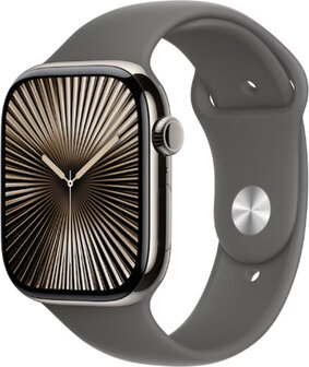 Apple Watch Series 10 46mm (GPS + Cellular) Titanium Natural Case with Sport band Stone Grå - 2