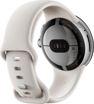 Google Pixel Watch 41mm LTE Polished Silver Case with Sport Band Chalk Blanc - 2