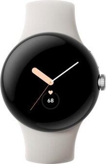 Google Pixel Watch 41mm LTE Polished Silver Case with Sport Band Chalk Blanc - 1