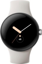 Google Pixel Watch 41mm LTE Polished Silver Case with Sport Band Chalk Blanc