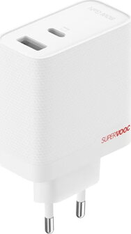 OnePlus 80W Dual Ports SuperVooc Adapter + Cable (Type-C + Type-A) Άσπρο - 1