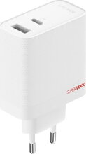OnePlus 80W Dual Ports SuperVooc Adapter + Cable (Type-C + Type-A) Bílá